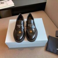 Prada Women Brushed Leather Loafers-Black (1)