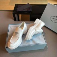 Prada Women Brushed Leather Loafers-White