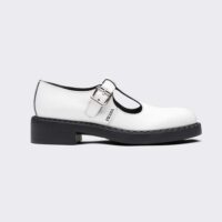 Prada Women Brushed-Leather Mary Jane T-Strap Shoes-White (1)