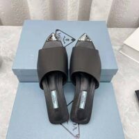 Prada Women Brushed Leather Slides with a Modernist Line Feature an Unexpected (1)