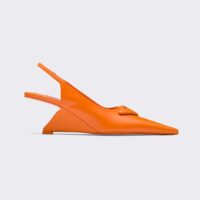 Prada Women Brushed Leather Slingback Pumps in 65mm Heel-Orange (1)