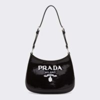 Prada Women Cleo Sequined Bag with Embroidered Lettering Logo on the Front (1)