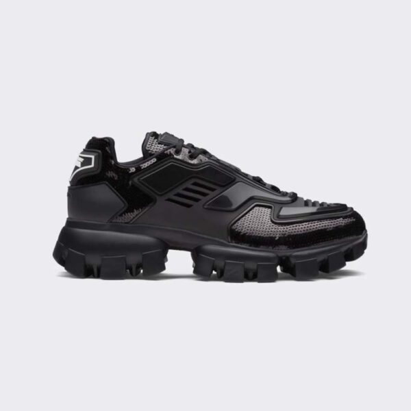 Prada Women Cloudbust Thunder Sequined Sneakers-Black (1)