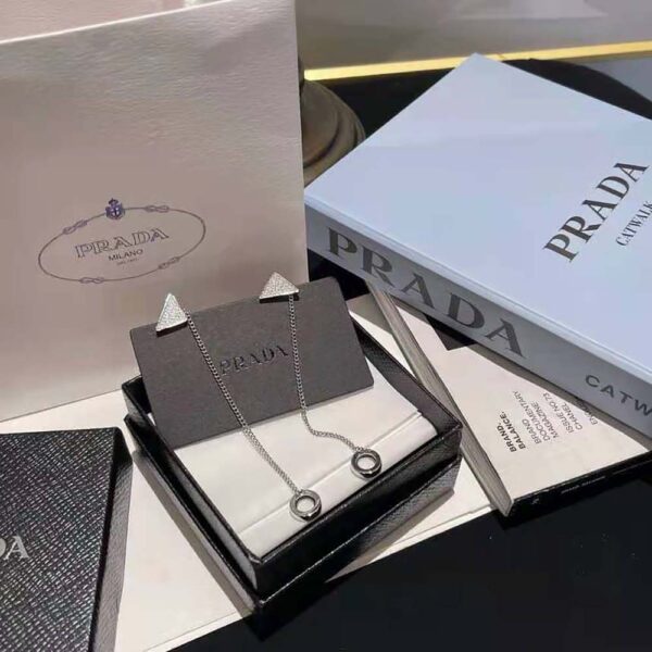 Prada Women Crystal Logo Jewels AirPods Pendant Earrings (2)