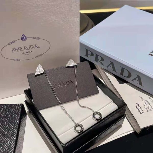 Prada Women Crystal Logo Jewels AirPods Pendant Earrings (3)