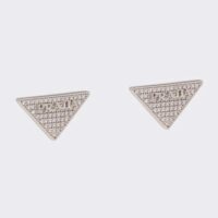 Prada Women Crystal Logo Jewels Zirconia Earrings-Silver (1)