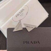 Prada Women Crystal Logo Jewels Zirconia Earrings-Silver (1)