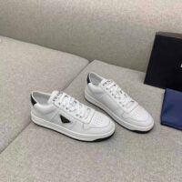 Prada Women Downtown Perforated Leather Sneakers-White (1)