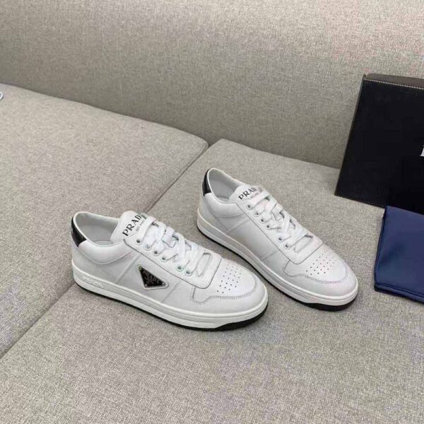 Prada Women Downtown Perforated Leather Sneakers-White (3)