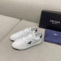 Prada Women Downtown Perforated Leather Sneakers-White (1)