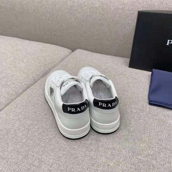 Prada Women Downtown Perforated Leather Sneakers-White (6)