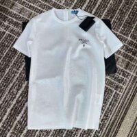 Prada Women Embroidered Cotton T-shirt-White (1)