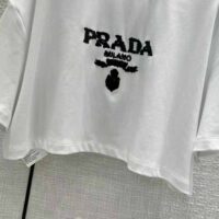 Prada Women Embroidered Interlock Crop T-shirt-White (1)