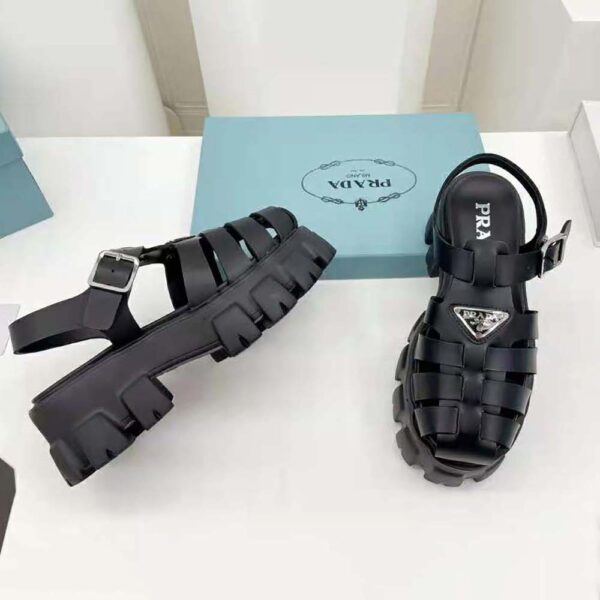 Prada Women Foam Rubber Sandals in 55 mm Heel Height-Black (6)