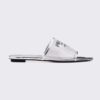 Prada Women Logo-Print Plexiglas Slides-Silver