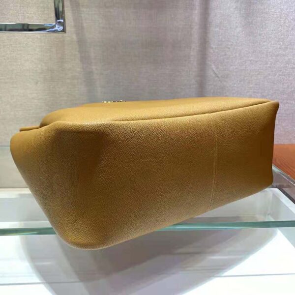 Prada Women Medium Leather handbag with the Prada Metal Lettering Logo Illuminating Its Center-brown (5)