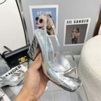 Prada Women Metallic Leather Slingback Pumps-Silver (1)