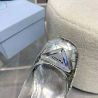Prada Women Metallic Leather Slingback Pumps in 45mm Heel Height-Silver (1)