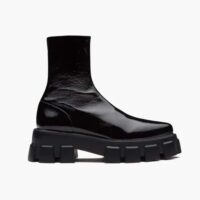 Prada Women Monolith Pointy Technical Patent Leather Booties (1)