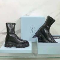 Prada Women Monolith Pointy Technical Patent Leather Booties (1)