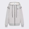 Prada Women Oversized Studded Hoodie-Silver