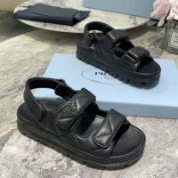 Prada Women Padded Nappa Leather Sandals-Black (1)