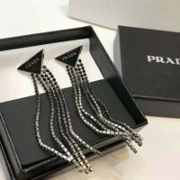 Prada Women Prada Symbole Drop Earrings-Black (1)