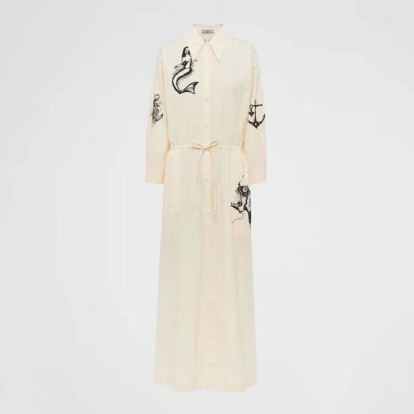 Prada Women Printed Canvas Dress is Decorated with Motifs Made (1)