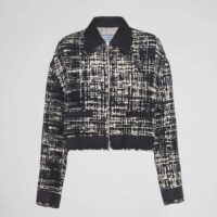 Prada Women Printed Fabric and Re-Nylon Jacket-Black (1)