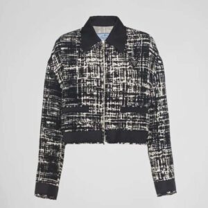 Prada Women Printed Fabric and Re-Nylon Jacket-Black