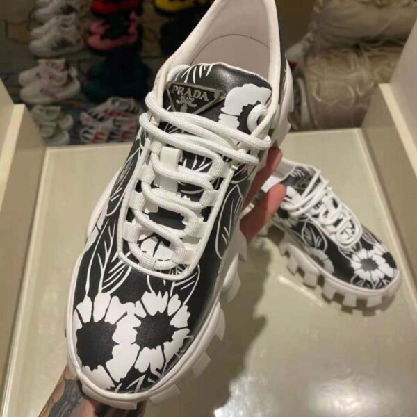 Prada Women Printed Nylon Sneakers-Black (8)