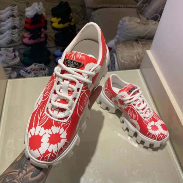 Prada Women Printed Nylon Sneakers-Red (4)