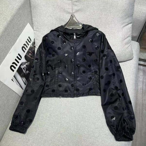 Prada Women Re-Nylon Embroidered Jacket-Black (3)