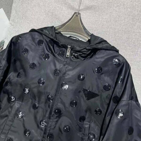 Prada Women Re-Nylon Embroidered Jacket-Black (4)