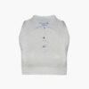 Prada Women Ribbed Knit Lurex Crop Top-Silver