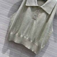 Prada Women Ribbed Knit Lurex Crop Top-Silver (1)