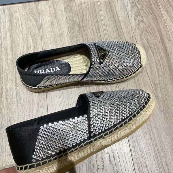 Prada Women Satin Espadrilles with Crystals-Black (6)