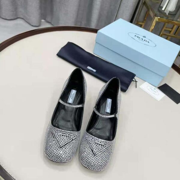 Prada Women Satin Pumps with Crystals in 45mm Heel Height-Silver (9)