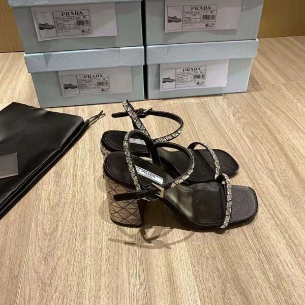Prada Women Satin Sandals with Crystals in 90mm Heel Height-Black (5)