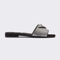 Prada Women Satin Slides with Crystals-Black (1)