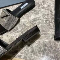 Prada Women Satin Slides with Crystals-Black (1)