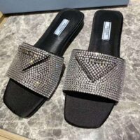 Prada Women Satin Slides with Crystals-Black (1)