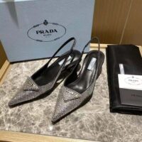 Prada Women Satin Sling-Back Pumps with Crystals-Black (1)