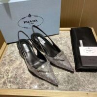 Prada Women Satin Sling-Back Pumps with Crystals-Black (1)