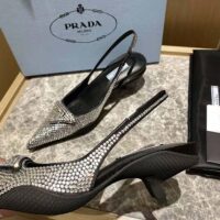 Prada Women Satin Sling-Back Pumps with Crystals-Black (1)