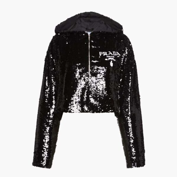 Prada Women Sequin-Embellished Chiffon Hoodie (1)