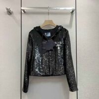 Prada Women Sequin-Embellished Chiffon Hoodie (1)