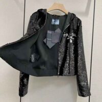 Prada Women Sequin-Embellished Chiffon Hoodie (1)