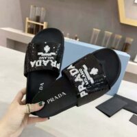 Prada Women Sequin Slides with Rubber Lug Sole are Covered All Over with Embroidered Sequins (1)