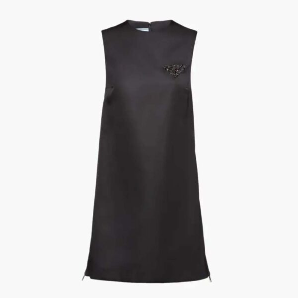 Prada Women Sleeveless Round-neck Re-Nylon Mini-Dress-Black (1)